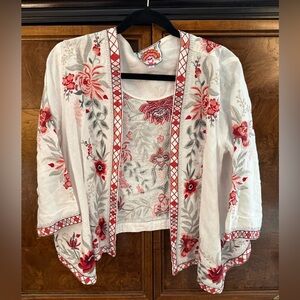 Johnny Was Linen Embroidered Jacket Size Small
